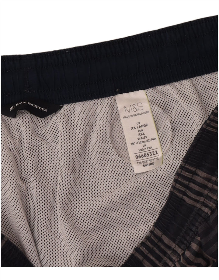 Marks & Spencer muške kargo kratke hlače za plivanje 2XL tamnoplavi karirani pamuk
