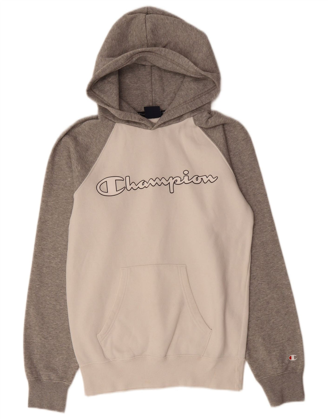 CHAMPION Muška majica s kapuljačom s grafičkim motivima XS sivi pamuk u blokovima boja