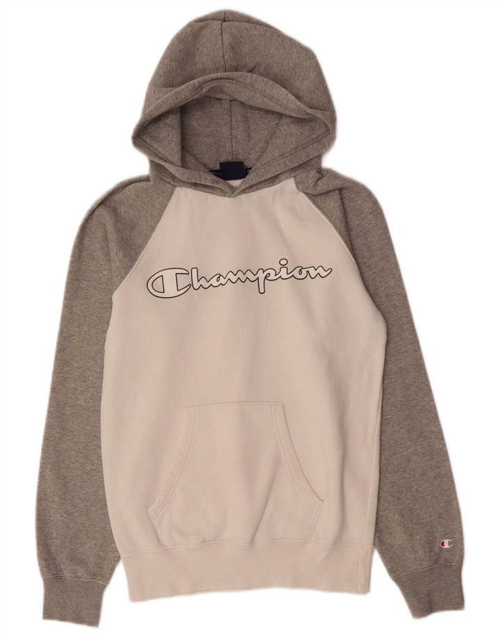 CHAMPION Muška majica s kapuljačom s grafičkim motivima XS sivi pamuk u blokovima boja