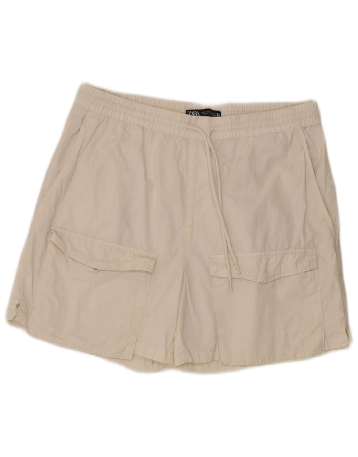 ZARA Muške Cargo kratke hlače Large W32 Bijeli pamuk