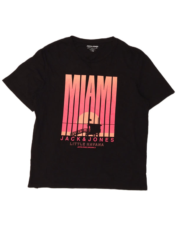 Jack & Jones Muška majica kratkih rukava Miami Graphic XL crni pamuk