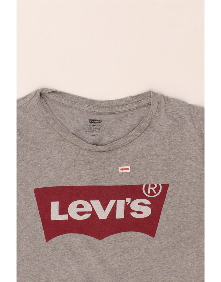 LEVI'S Womens Graphic T-Shirt Top UK 14 Medium Grey Cotton Vintage Levi's and Second-Hand Levi's from Messina Hembry 