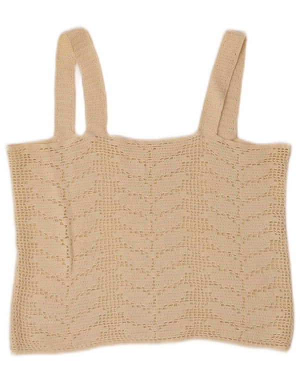 Vintage ženska majica s heklanim kacigama UK 10 Small Off White