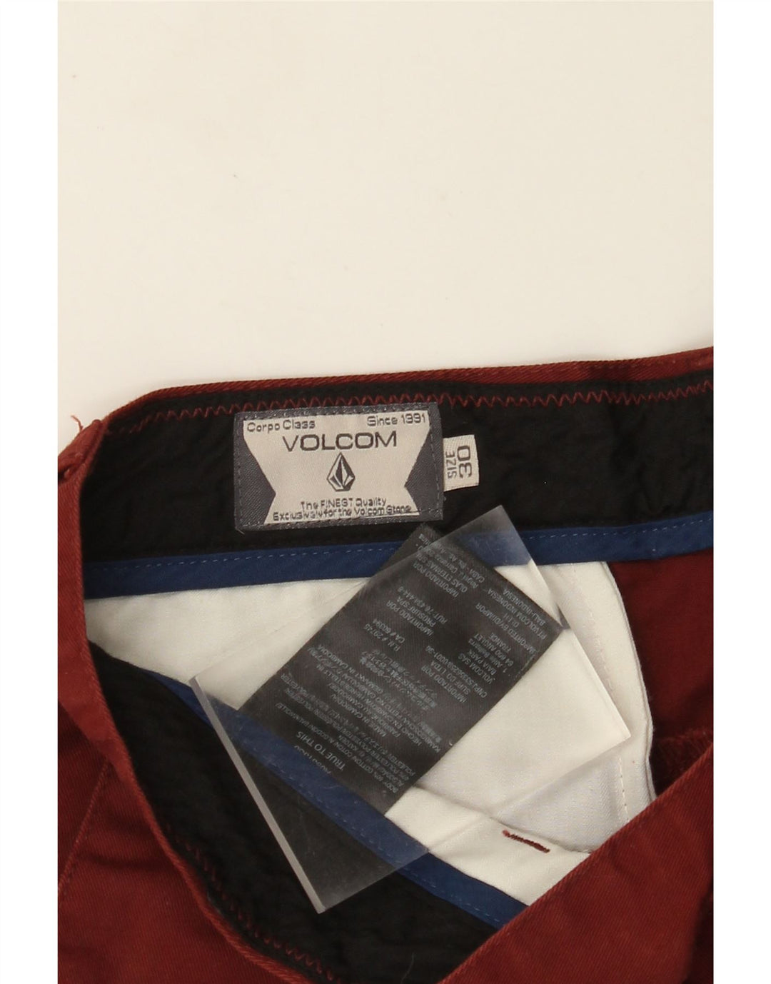 VOLCOM Muške chino kratke hlače W30 Srednji bordo pamuk