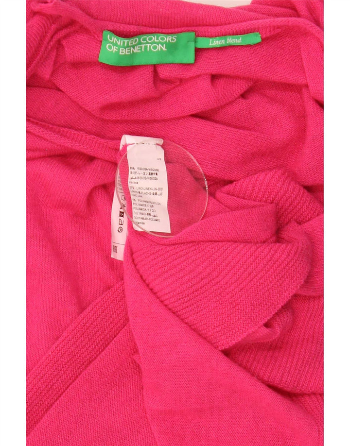 Benetton ženski prekomjerni kardigan džemper kratkih rukava UK 14 srednje ružičasta