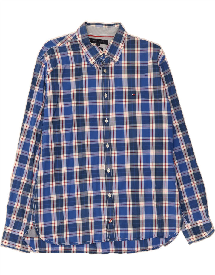TOMMY HILFIGER Mens Custom Fit Shirt Large Blue Check Cotton Vintage Tommy Hilfiger and Second-Hand Tommy Hilfiger from Messina Hembry 