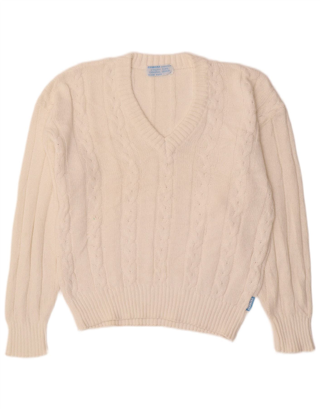 CARRERA Muški pulover s V-izrezom, mali bijeli pamuk