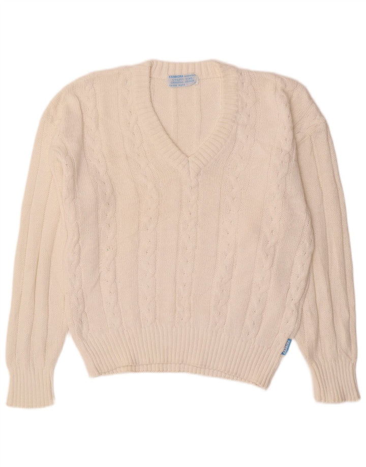 CARRERA Muški pulover s V-izrezom, mali bijeli pamuk