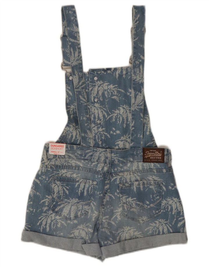SUPERDRY Dungarees traper kratke hlače za djevojčice 11-12 godina XS plavi cvjetni pamuk
