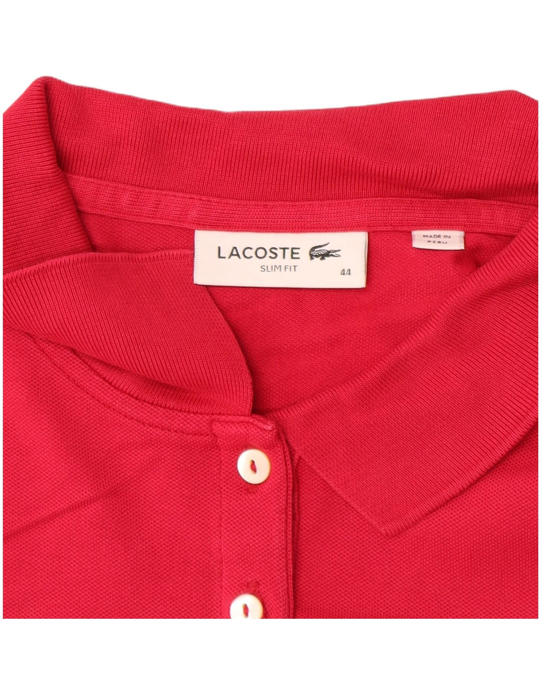 LACOSTE Ženska uska polo majica dugih rukava, veličina 44, velika ružičasta pamučna