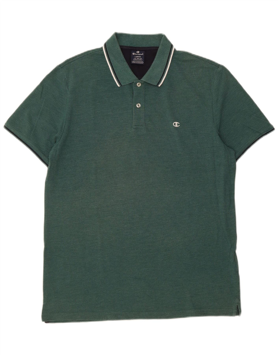 CHAMPION Mens Polo Shirt Large Green Cotton