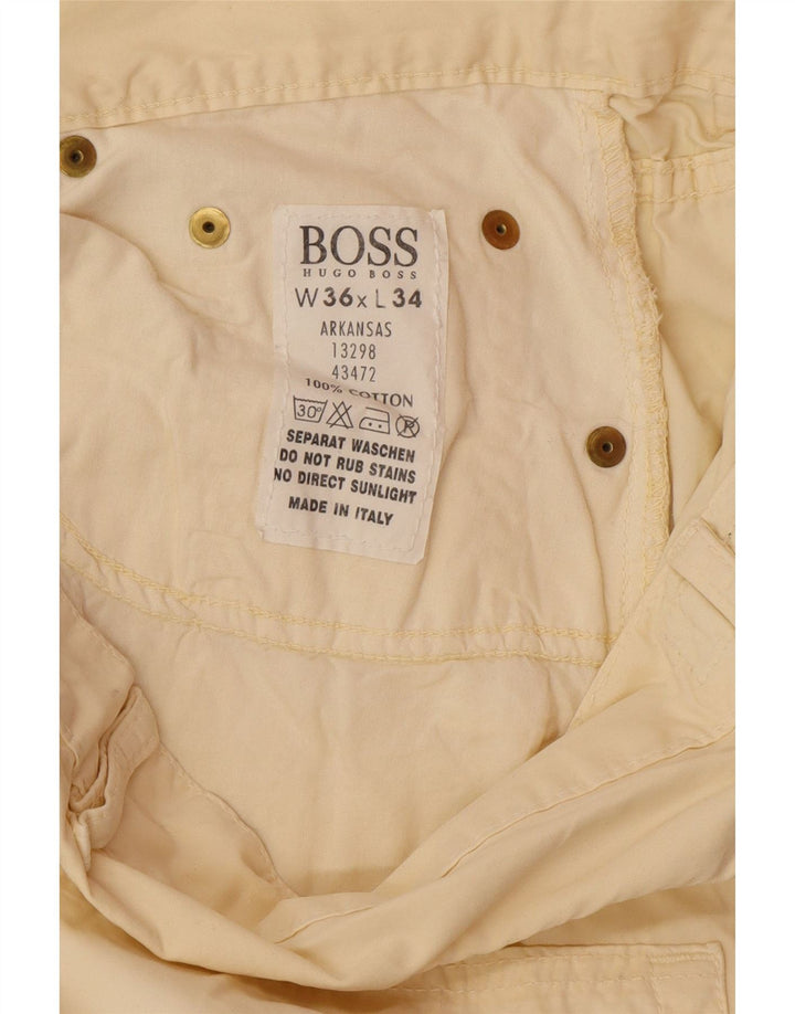 HUGO BOSS Muške Arkansas ravne ležerne hlače W36 L34 Off White Pamuk