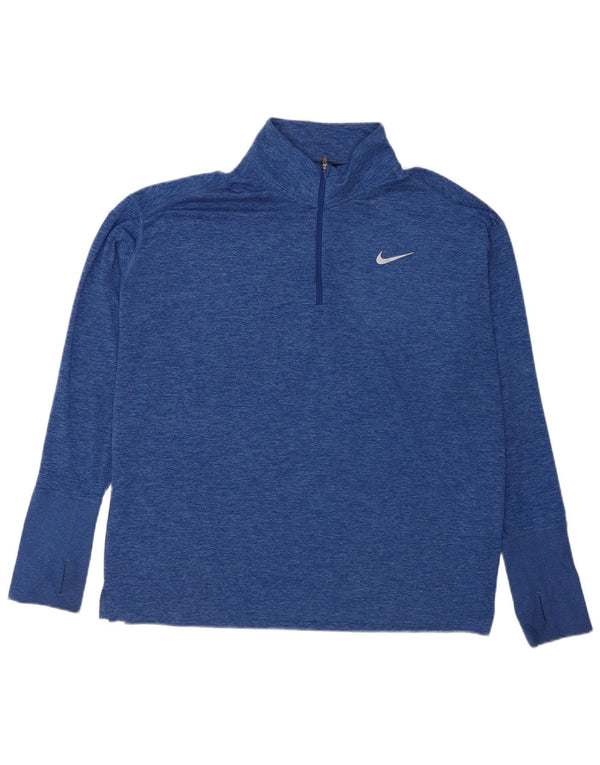 Nike muška majica s dugim rukavima i izrezom s patentnim zatvaračem XL s plavim pjegama od poliestera