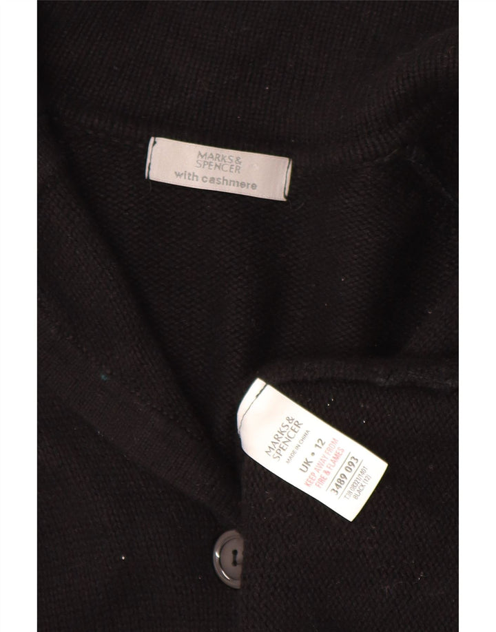 Marks & Spencer ženski kardigan pulover UK 12 Srednji crni pamuk