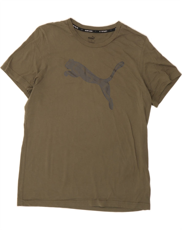 PUMA Mens Graphic T-Shirt Top Large Khaki Cotton Vintage Puma and Second-Hand Puma from Messina Hembry 