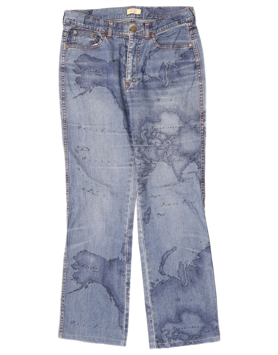 ALVIERO MARTINI Ženske Graphic Bootcut traperice W27 L27 Plavi pamuk