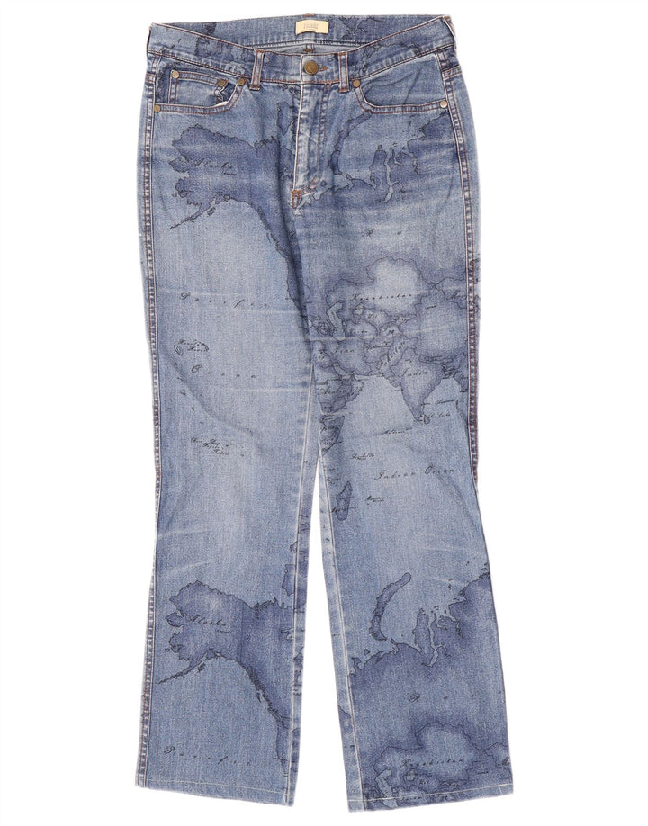 ALVIERO MARTINI Ženske Graphic Bootcut traperice W27 L27 Plavi pamuk