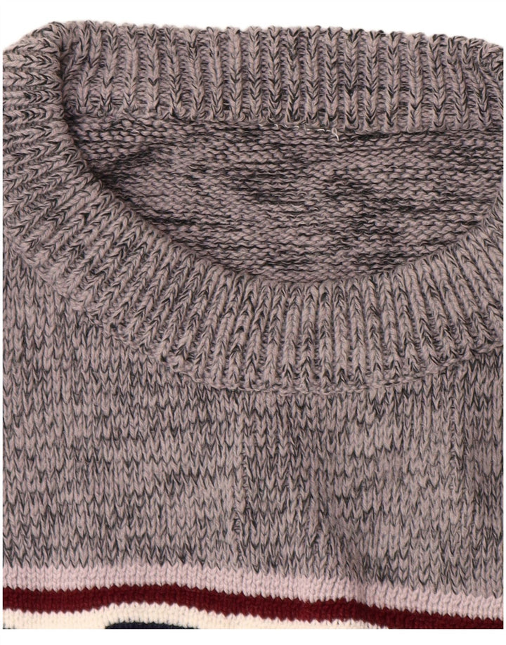 VINTAGE muški pulover s okruglim izrezom, veliki sivi geometrijski