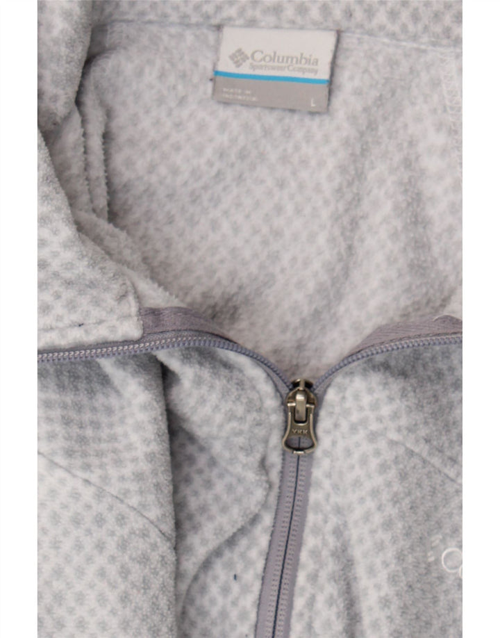 COLUMBIA Womens Fleece Jacket UK 16 Large Grey Spotted Polyester Vintage Columbia and Second-Hand Columbia from Messina Hembry 