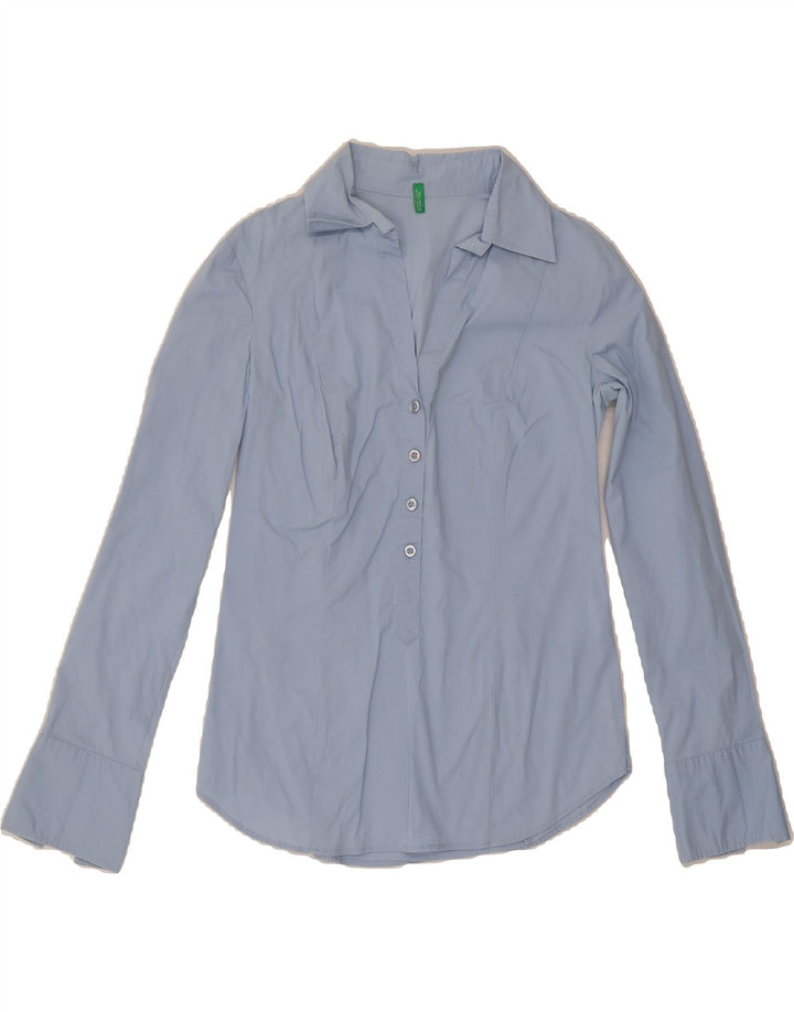 BENETTON Womens Pullover Shirt UK 12 Medium Blue Cotton Vintage Benetton and Second-Hand Benetton from Messina Hembry 