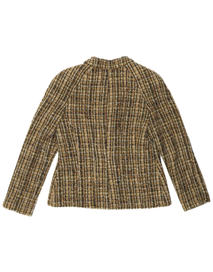 Luisa Spagnoli Ženska jakna sa 3 gumba IT 46 Veliki kaki karirani vuneni