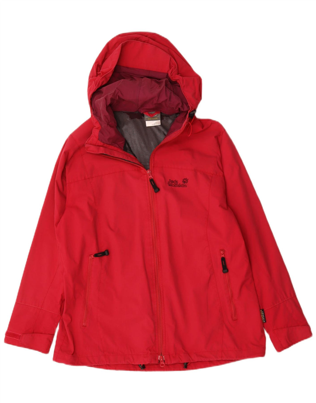 Jack Wolfskin ženska kišna jakna s kapuljačom UK 16 veliki crveni poliamid