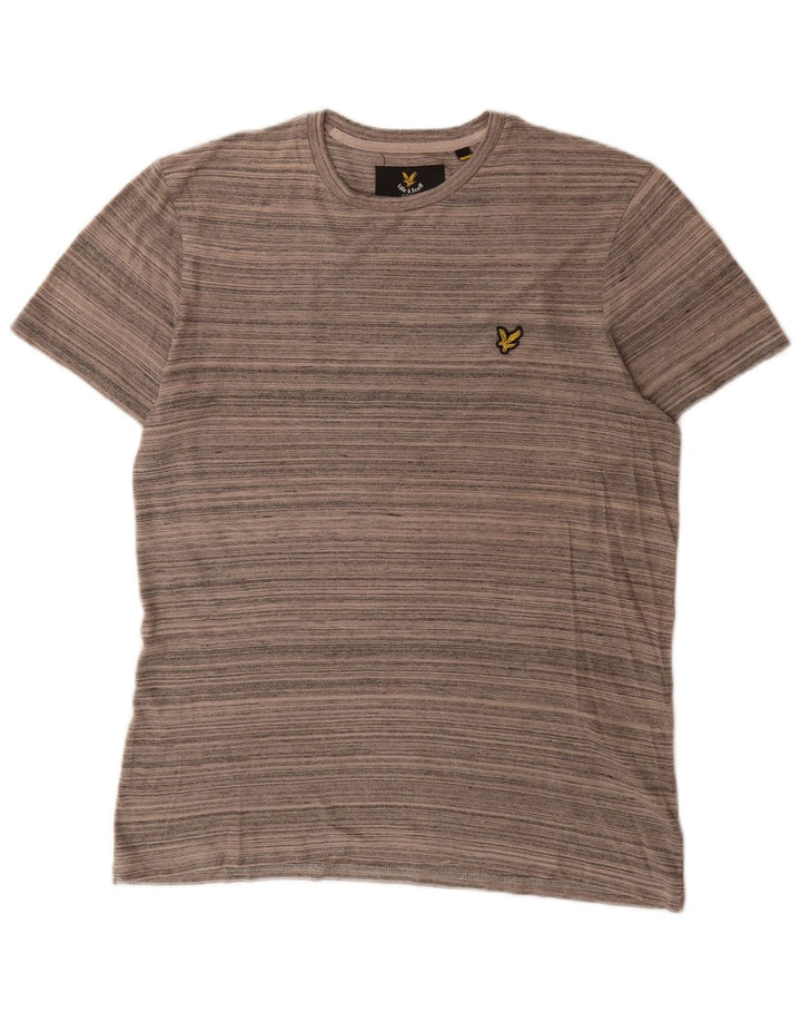 Muška majica kratkih rukava Lyle & Scott, pamuk srednje sive pruge