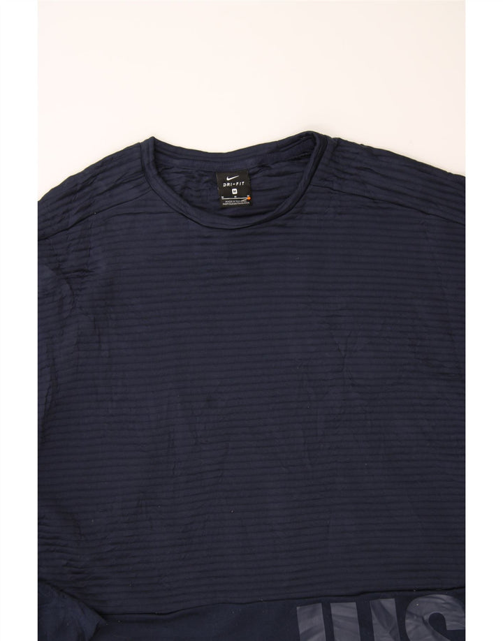 NIKE Womens Dri Fit Graphic Sweatshirt Jumper UK 14 Medium Navy Blue Vintage Nike and Second-Hand Nike from Messina Hembry 