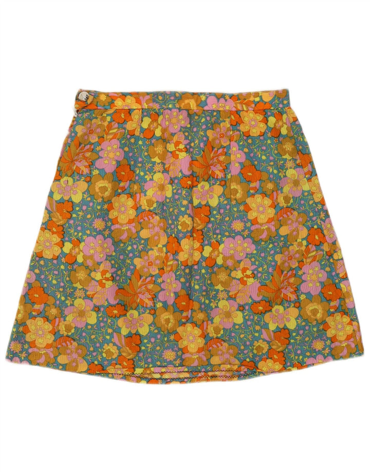 Vintage ženska suknja A-kroja W26 mala zelena cvjetna