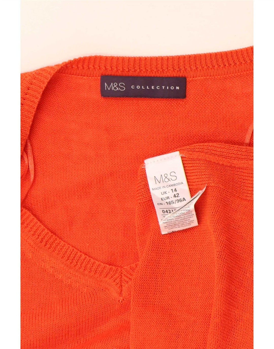 Marks & Spencer ženski veliki džemper s V-izrezom UK 14 velika narančasta
