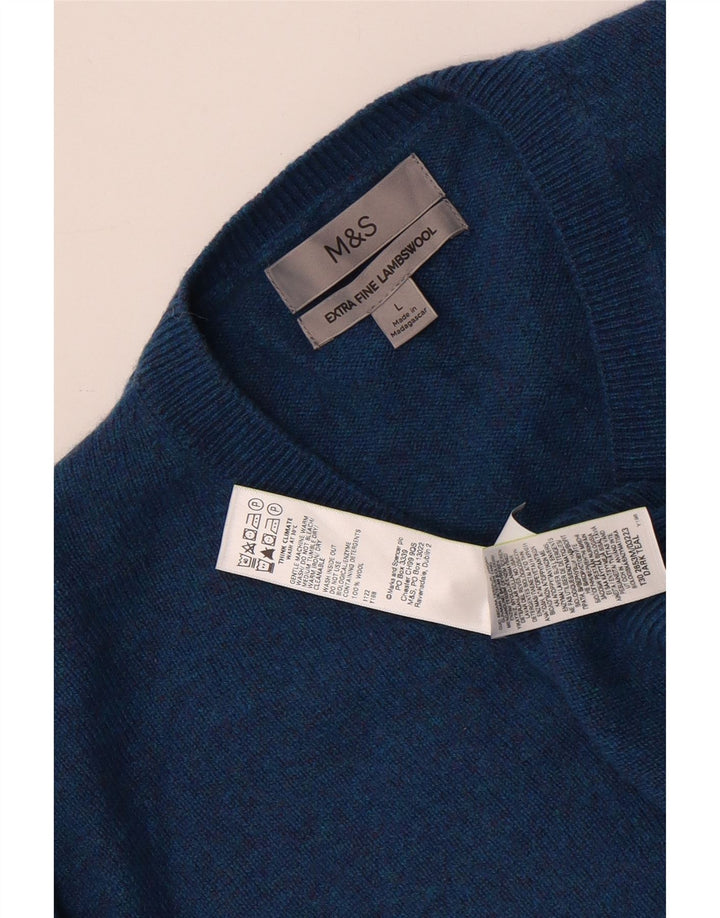 Marks & Spencer muški džemper s V-izrezom, velika plava vunena pulover