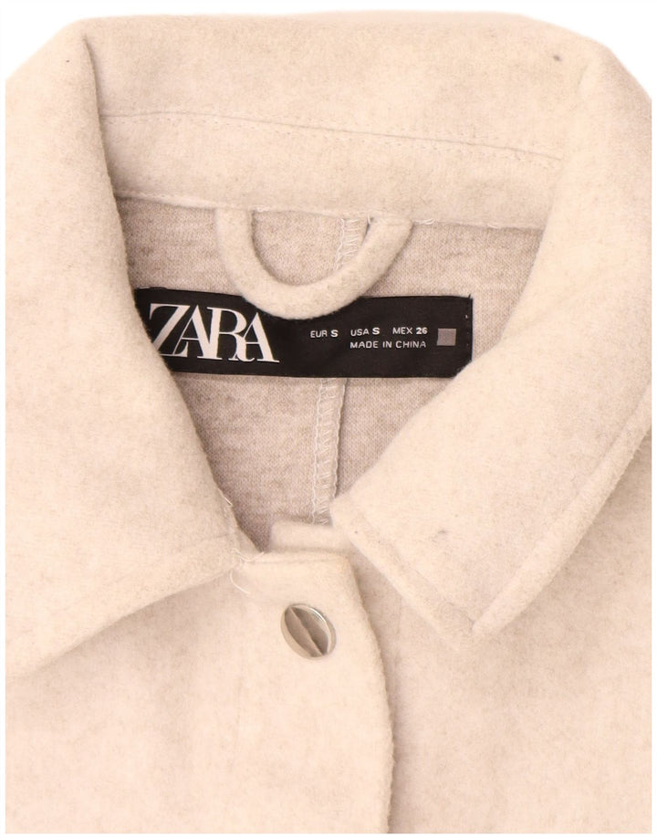 Zara ženska gornja košulja Prevelika košulja UK 10 Small off white poliester