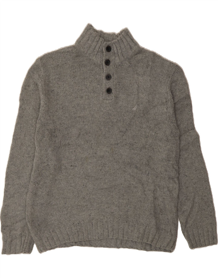 NAUTICA Mens Button Neck Jumper Sweater XL Grey Acrylic Vintage Nautica and Second-Hand Nautica from Messina Hembry 