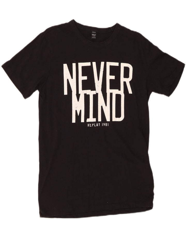 REPLAY Muška majica kratkih rukava srednje veličine, crni pamuk