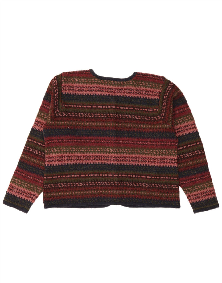 Vintage ženski kardigan džemper UK 14 srednje raznobojna Fair Isle vuna