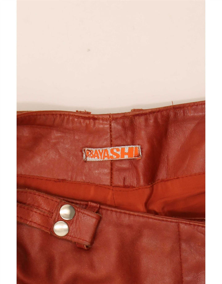 Vintage ženske kožne hlače Bootcut male W27 L31 smeđe