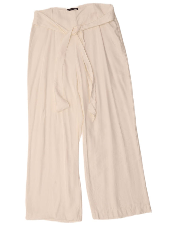 Marks & Spencer Womens Wide Leg Casual Trousers UK 14 Large W34 L30 White
