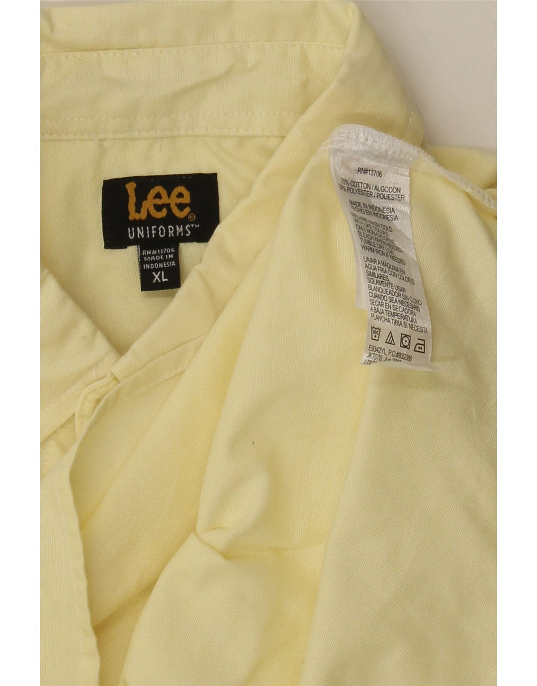 LEE Mens Short Sleeve Shirt XL Yellow Cotton Vintage Lee and Second-Hand Lee from Messina Hembry 
