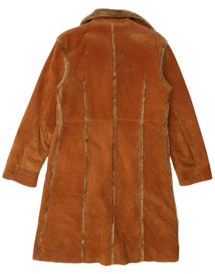 Vintage ženski kaput od šištrenih šiša UK 18 XL smeđa koža