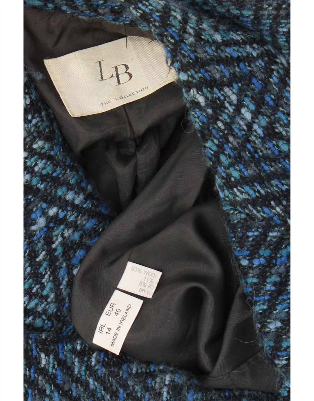 VINTAGE ženski sako s 3 gumba UK 14 srednje plave vunene boje