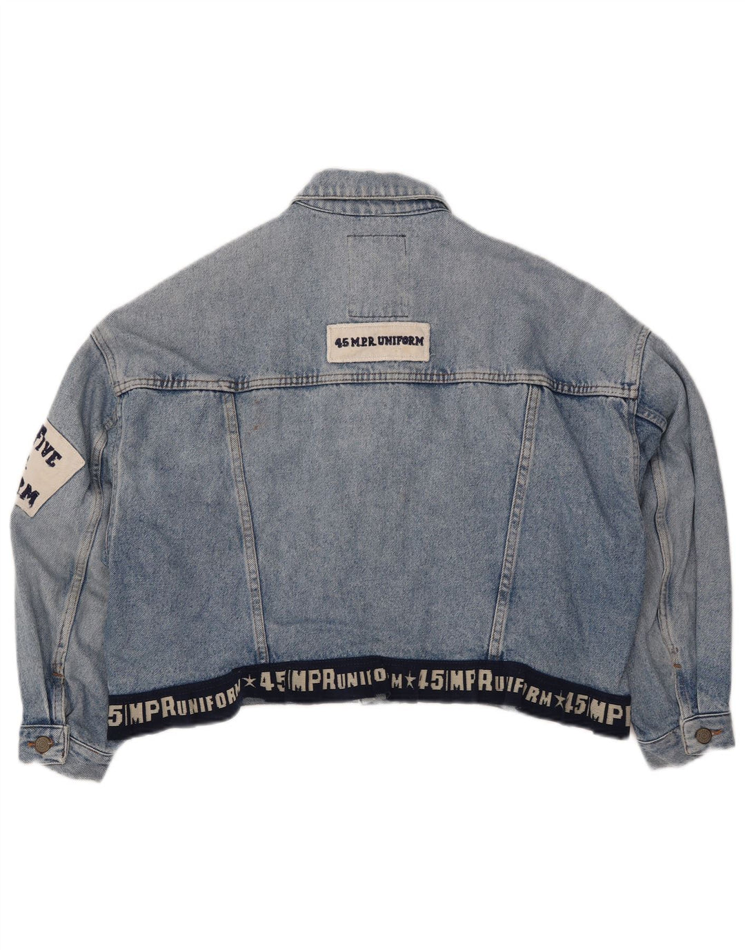 UNIFORMA Ženska crop Graphic Denim jakna UK 14 Large Blue