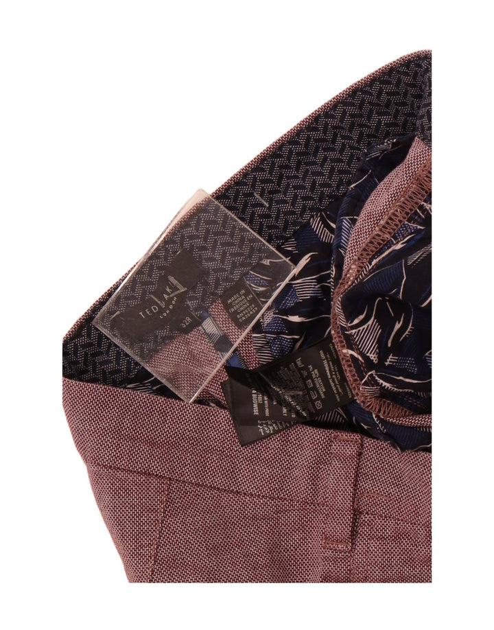 Ted Baker muške hlače ravnog odijela W32 L31 kestenjasti pamuk