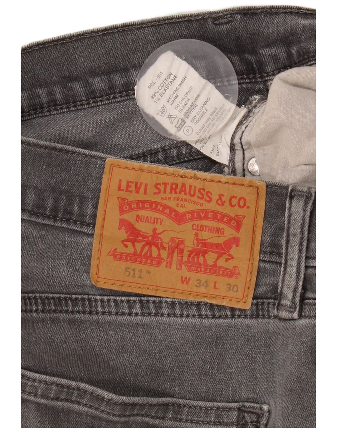 Levi's muške 511 uske traperice W34 L30 sivi pamuk