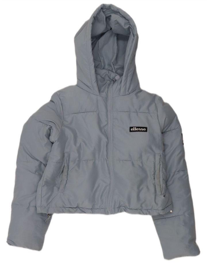 ELLESSE Womens Oversized Graphic Hooded Padded Jacket UK 12 Medium Blue