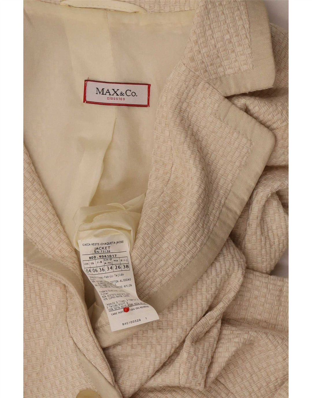 Max & Co. Ženska jakna s 3 gumba, UK 6 XS, bež pamuk