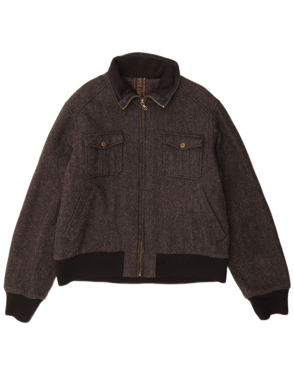 Pyramid muška bomber jakna UK 40 Large Grey Riblja kost vuna