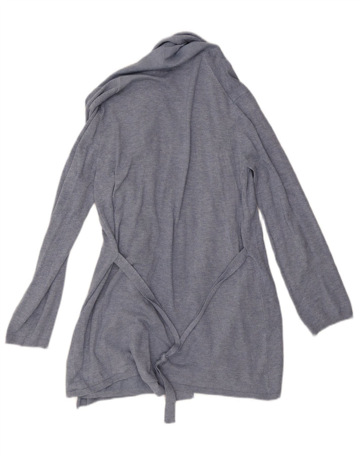 ZARA Womens Longline Cardigan Sweater UK 12 Medium Blue Viscose