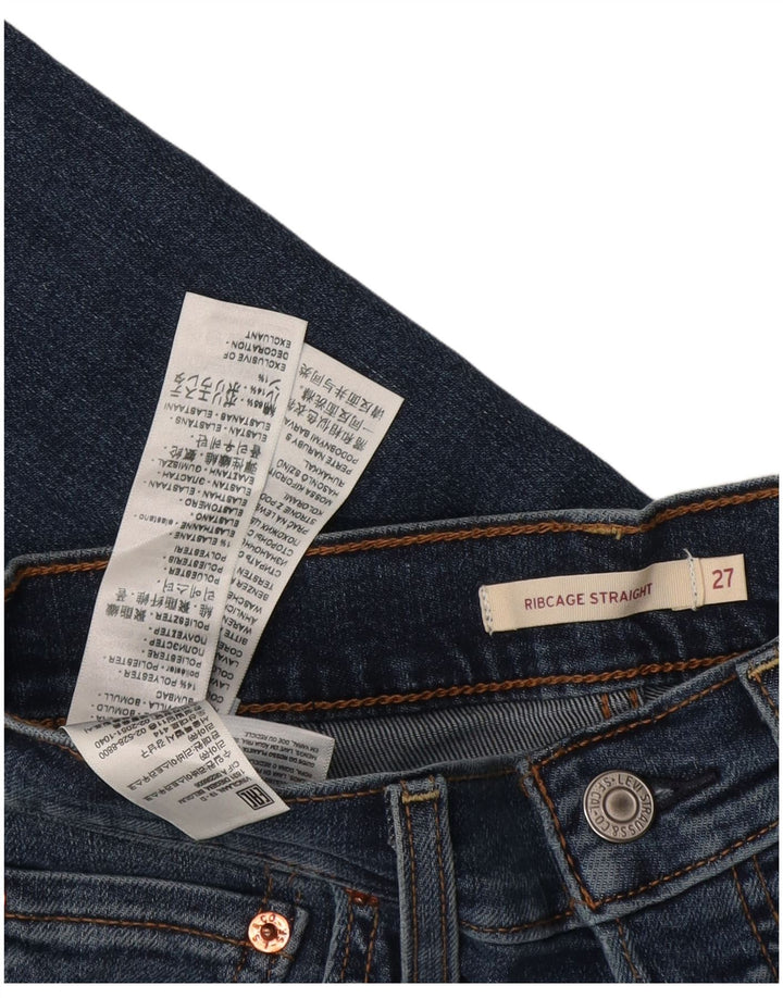 Levi's ženske ravne traperice s prsnim košem W27 L29 plavi pamuk