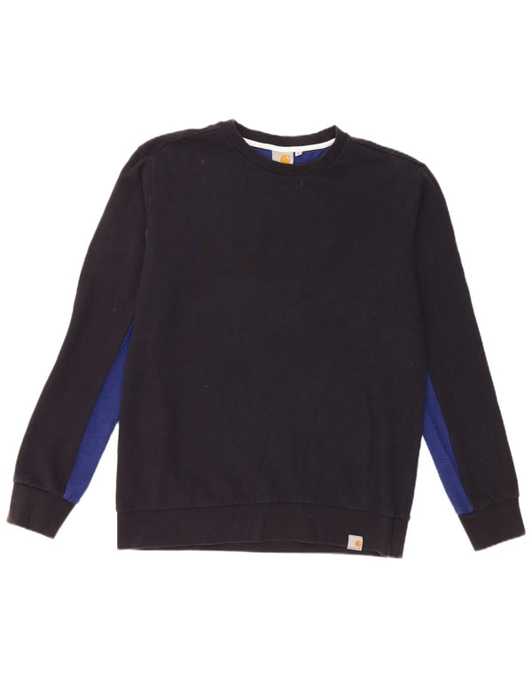 Carhartt Mens Sweatshirt Jumper Medium Navy Blue Colourblock Cotton