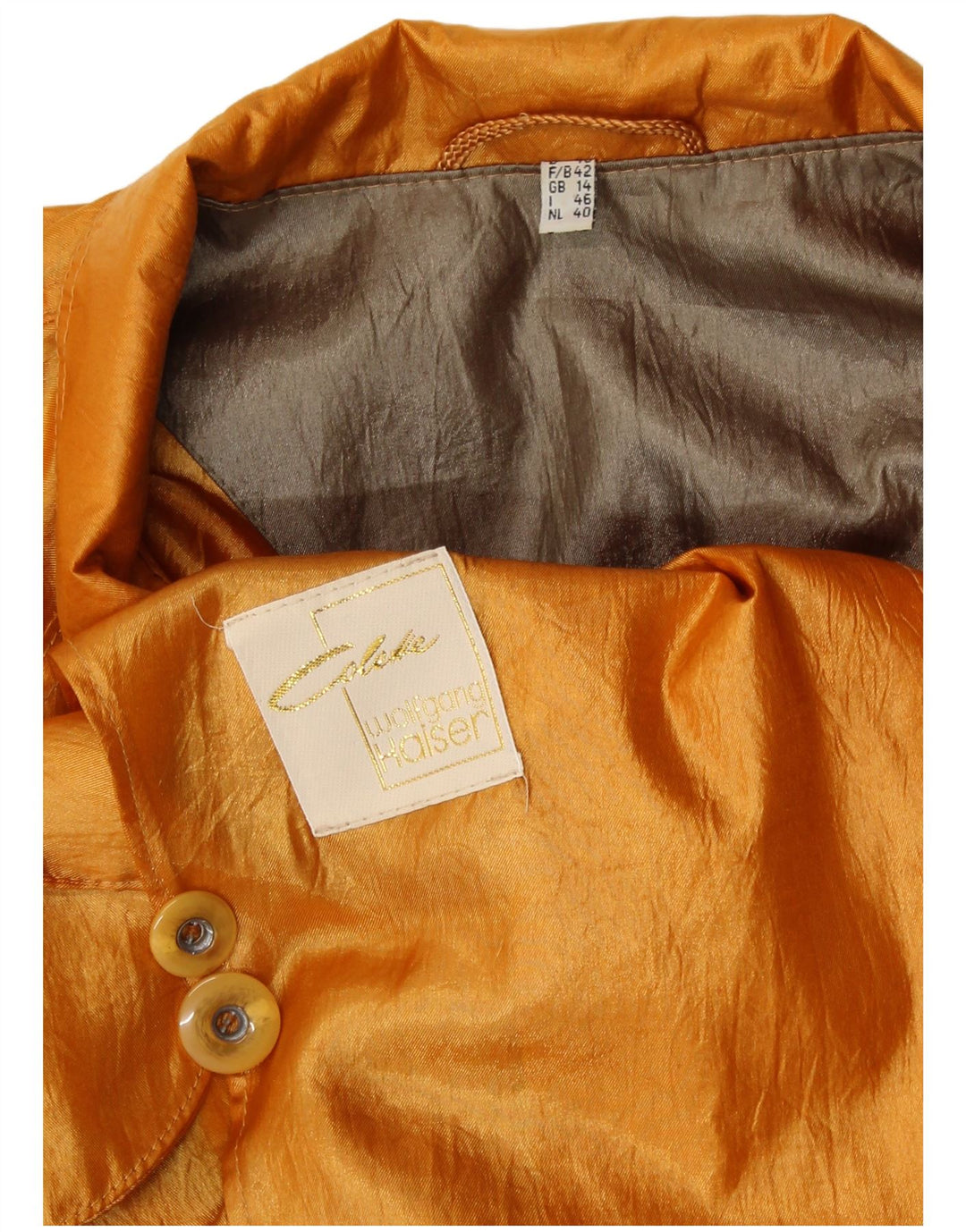 COLETTE WOLFGANG KAISER Ženski preveliki kaput UK 14 Large Gold